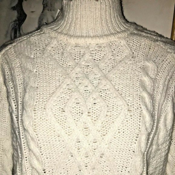 WORKSHOP REPUBLIC FISHERMAN CABLE KNIGT SWEATER~WHITE~LARGE - Picture 4 of 7